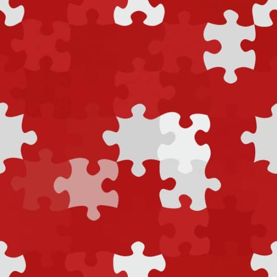 Red and white puzzle pieces