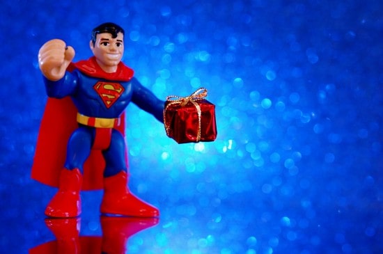 Superman Holding Gift