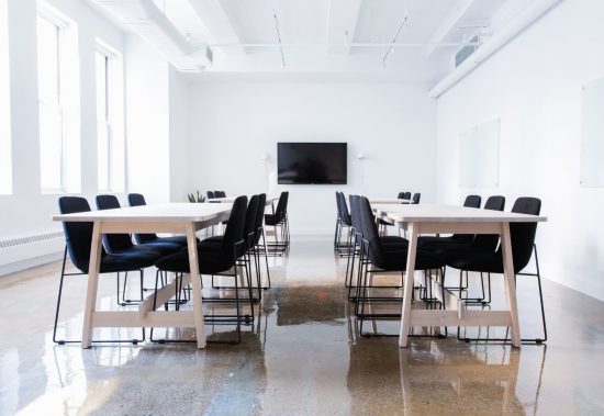 Office chairs under multi purpose tables