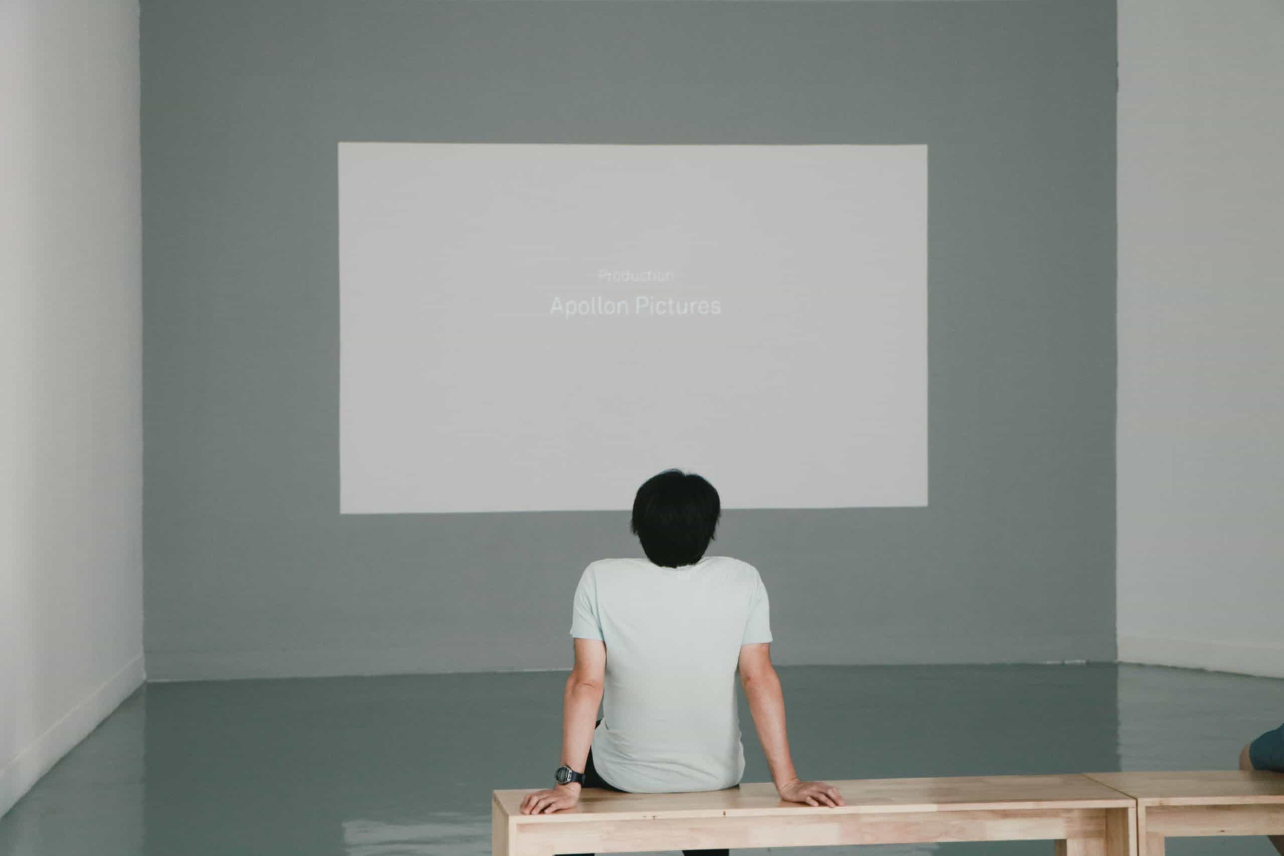 Man watching a blank screen