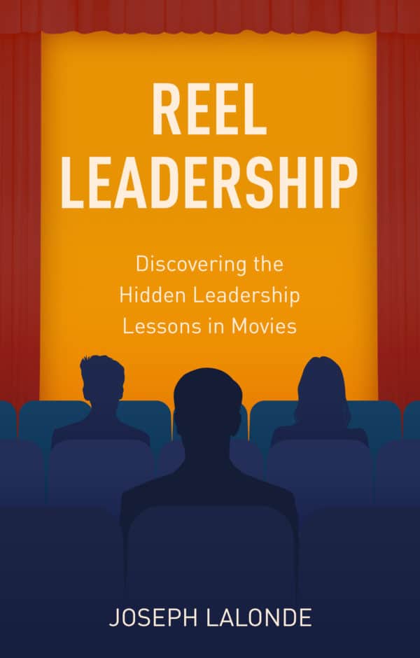 Cover of Reel Leadership book - 3 people sitting in a theater