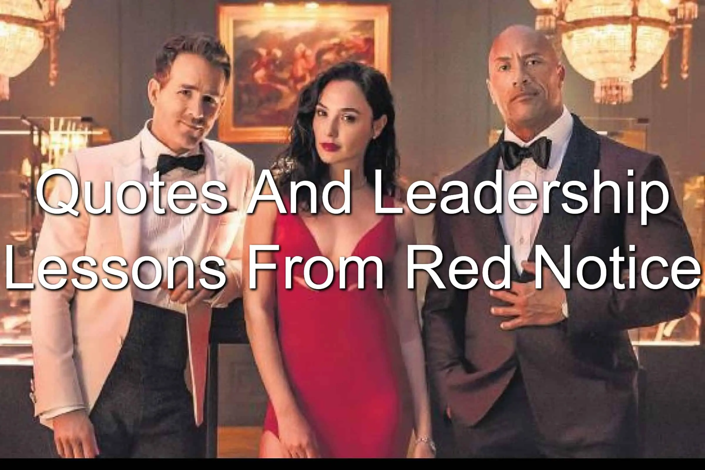 Dwayne Johnson, Gal Gadot, and Ryan Reynolds in Red Notice