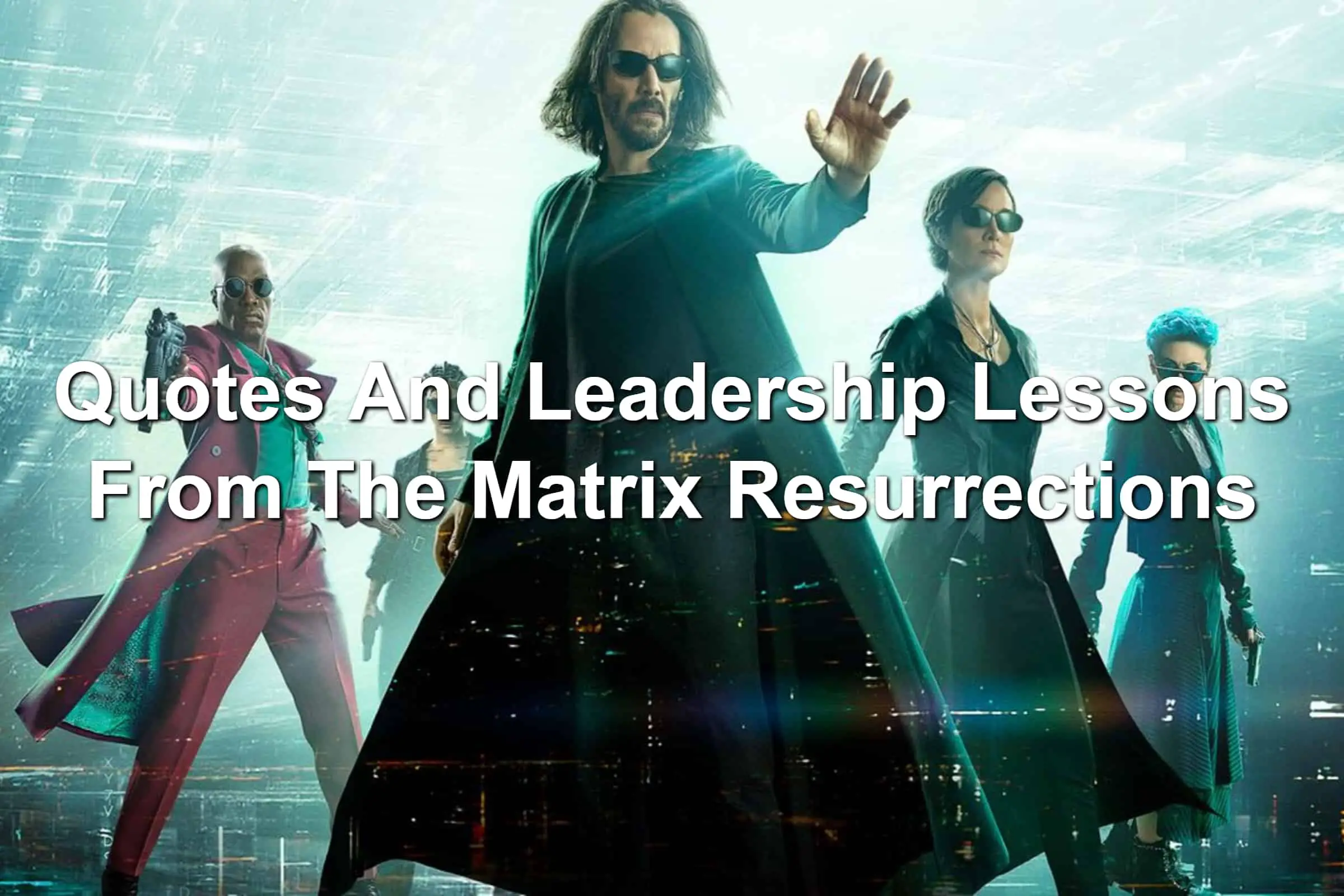 Multiple characters from The Matrix Resurrections striking action poses