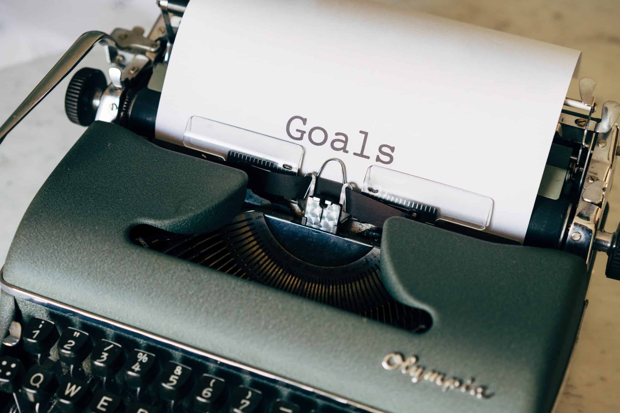 Typewriter with the words GOALS on a sheet of paper
