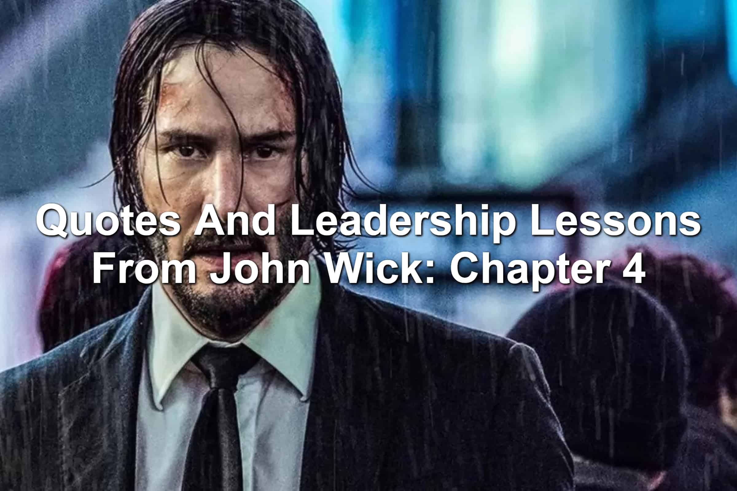 Keaunu Reeves as John Wick. Standing in the rain.