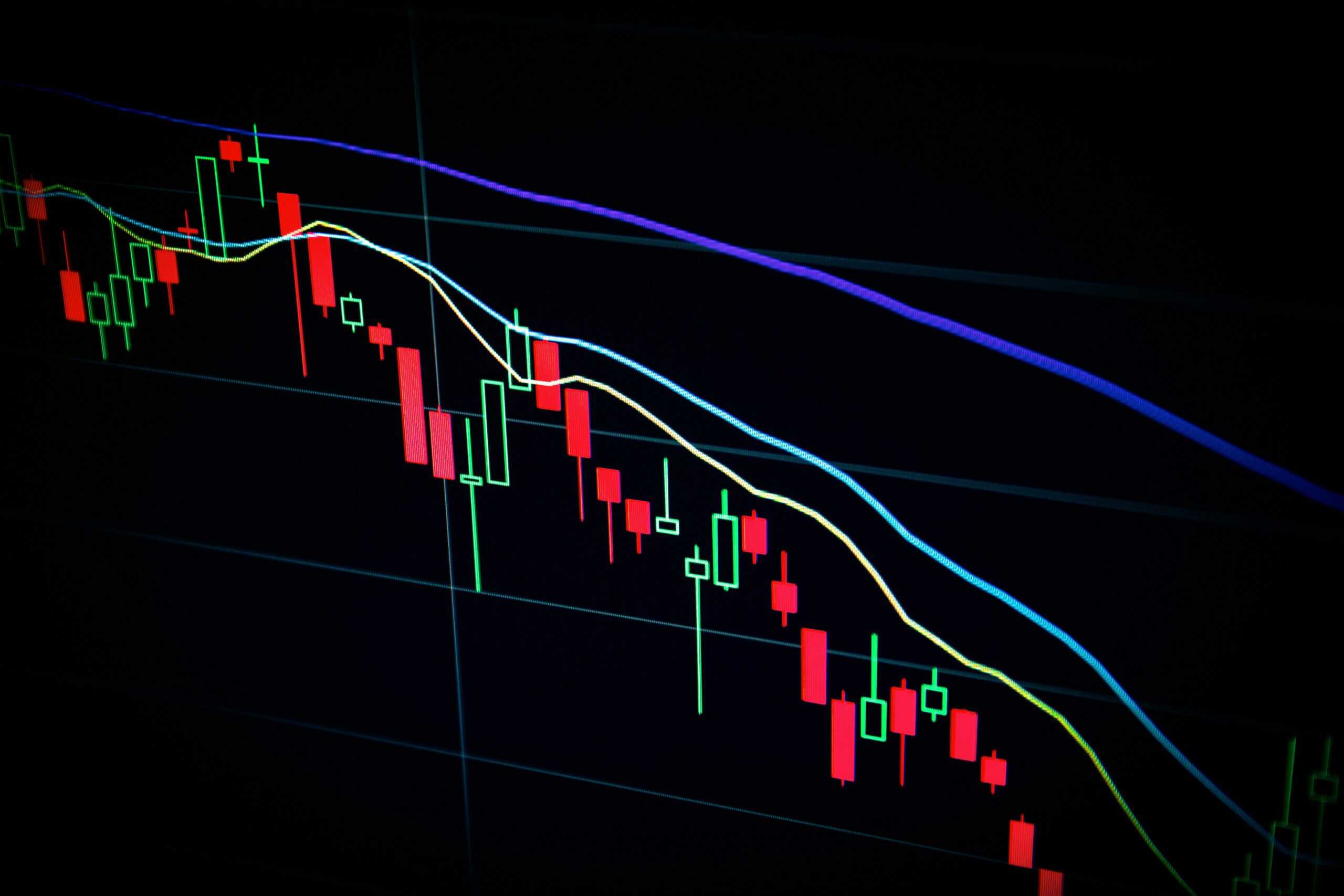 Symbols and lines from a stock market analysis.
