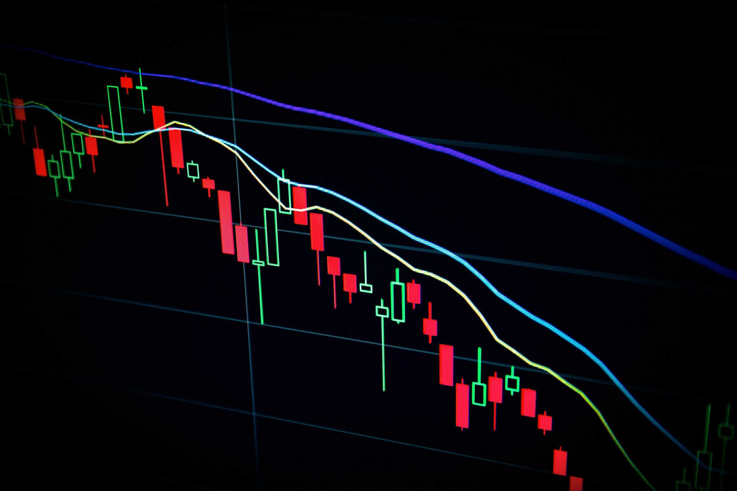 Symbols and lines from a stock market analysis. 