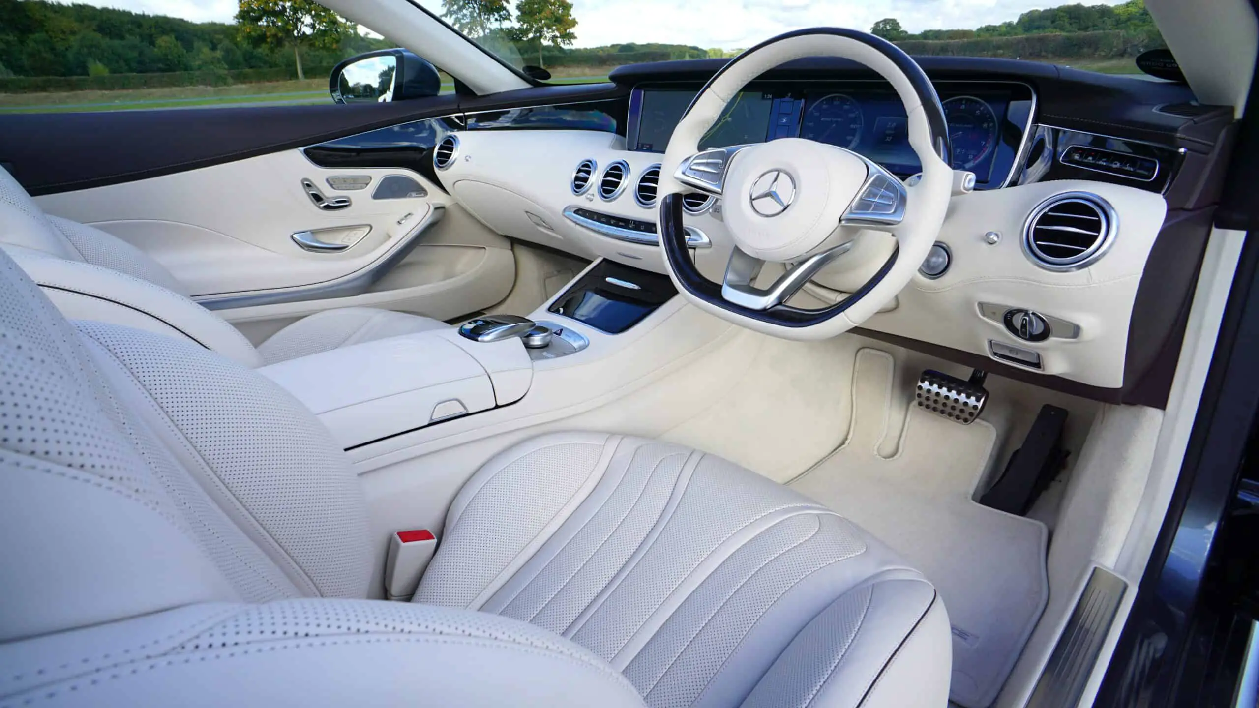 interior of a white Mercedes Benz